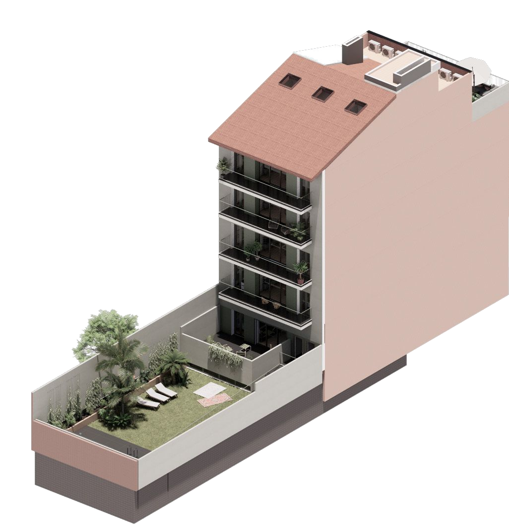 Fachada posterior del edificio